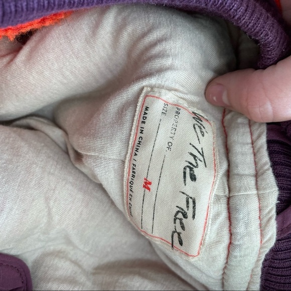 We the free Rivington Sherpa jacket red deep pile fleece and purple accents sz.M - Picture 3 of 5